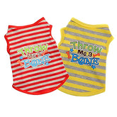 KUTKUT Combo of 2 Stripe Print Pet Vest Breathable Autumn,Spring & Summer Cotton Sleeveless Shirt for Small Dog and Cat (Size: L, Chest Girth 45cm, Neck Girth 32 cm, Back Length 35 cm) - kutk